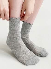 1/3 Packungen Damen Knöchelsocken in verschiedenen Farben, atmungsaktiv mit Rüschenbündchen, gemütlich im Cottagecore-Stil für Zuhause, Loungewear und lässigen Alltag - Verschiedenfarbig - Übersicht 7