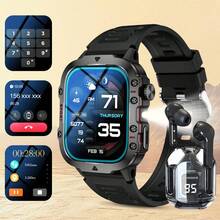 Smart Watch + Earphone Set For Men Outdoor Sports 1.83-Inch HD Display Screen, Flashlight, Bluetooth Call Sports Band, Compatible With Android And IOS - View 1