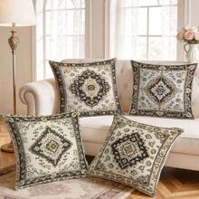 4 pièces Taies d'oreiller/housses de coussin imprimées sur un seul côté avec motif de tapis persan géométrique bohème, taies d'oreiller décoratives pour ambiance multi-scènes convenant au salon, canapé, chambre à coucher, insert d'oreiller non inclus - Multicolore - Voir 9