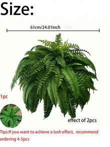 1pc Realistic Boston Fern Artificial Plant, UV-Resistant And Fade-Proof Faux Fern Plant, Lifelike And Durable, Suitable For Outdoor Garden, Porch, Entryway, Window Sill, Wedding Decor - Multicolor 1 - View 7
