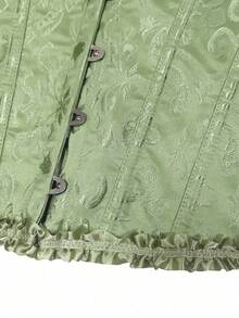New Mint Green Women's Bandeau Top, Ruffle Trim Fitted Bustier, Suitable For Holiday Parties, Daily Wear, Etc. - Mint Green - View 4