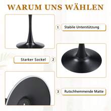 60 Cm Round Side Table / European Style Small Dining Table / MDF Dining Table / Non-Slip And Quiet Table Legs / Suitable For Living Room And Dining Room - 白色+黑色 - 查看 7