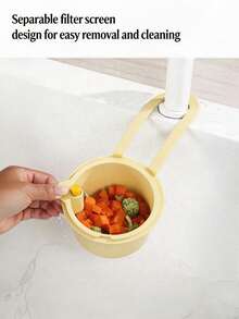 1件裝廚房懸掛式水槽食物殘渣過濾器，蔬菜洗滌盆排水籃，剩食過濾收納桶 - 米白色 - 查看 2