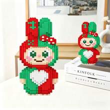 1400pcs Colorful Christmas Rabbit Building Blocks Set. Party Games Office Living Room Decor, DIY Handmade Creative Stress Relief Toy, Halloween, Birthday, Valentine's Day, Christmas Gifts, Holiday Display, Fun Construction Puzzle, Cartoon Design, Sturdy Assembly, Precise Fit. Gift For Friends And Family. - Multicolor - View 9