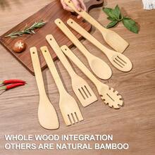 [7-PCS] Wooden Spoons For Cooking Is For All Kitchen Made From Bamboo Wood, Wooden Spatula &Amp; Wooden Spoon 118 In And Non-Stick Surface, Suitable For Home &Amp; Chef Use Or Gift For Someone Special - ColorA - View 7