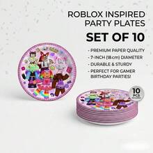 Roblox 10/20入 卡通遊戲紙盤 一次性晚餐盤 10-20人份 生日婚禮聖誕家庭聚會主題派對節日使用 房間裝飾家居裝飾派對伴手禮驚喜禮物 - Roblo Girl(原廠) 紙盤 - 查看 7