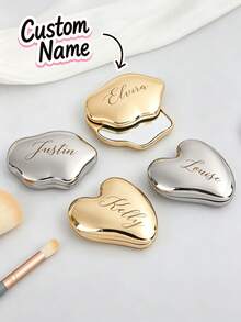 Personalized Cloud-Shaped Portable Makeup Mirror, Customized Silver Engraved Pocket Mirror, Bridesmaid Wedding Women's Handbag Mirror, Customized Bridesmaid Gift, Engraved Pocket Mirror - Multicolor - View 5