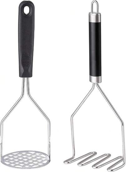 2PCS Potato Masher, OLULU Heavy Duty Stainless Steel Mashed Potatoes Masher, Masher Kitchen Tool For Avocado, Potatoes, Beans, Meat, Vegetables, 1024inch, Dishwasher