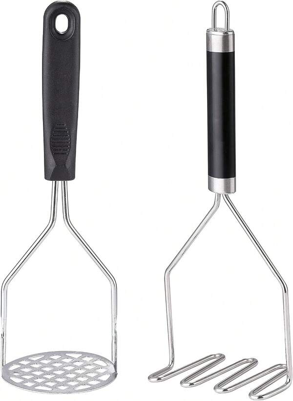 2PCS Potato Masher, OLULU Heavy Duty Stainless Steel Mashed Potatoes Masher, Masher Kitchen Tool For Avocado, Potatoes, Beans, Meat, Vegetables, 1024inch, Dishwasher