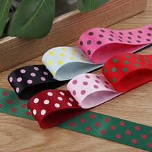 Polka Dot Ribbed Colorful Polka Dot Woven Ribbon Hair Accessories Hair Clips DIY Bow Materials Ribbon - Multicolor - View 3
