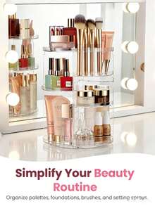 360 Degree Rotating Desktop Storage Rack, Acrylic Cosmetic Organizer Box Suitable For Lipstick, Skincare, Makeup Display Rack, Suitable For Vacation, Beach, Bathroom, Bedroom And More Scenes, Large Capacity - Storage Rack - View 7