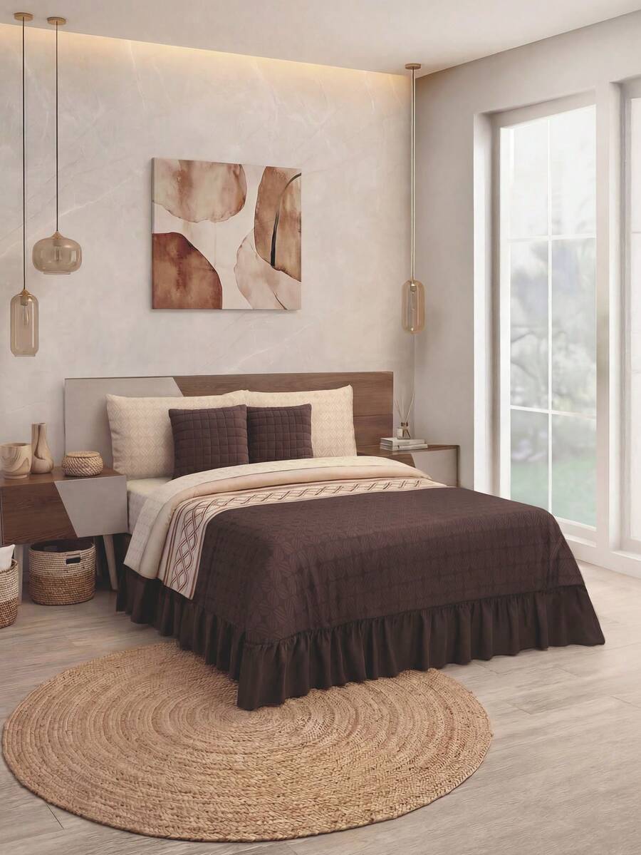Home Elephant Double Quilt With Decorative Cushions - Redwood - View 1