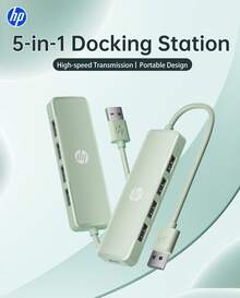 HP 4-In-1 Docking Station, DHC-CT100D, USB-A 2.0, 1-To-4, USB2.0*4, Type-C*1, Efficient File Transfer, Portable Multi-Function Docking Station, Plug And Play, Fresh Green, Suitable For Gift And Office Use. - View 2