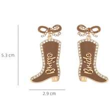 1 Pair Fashion Metal Enamel Bowknot Rhinestone Letter Boots Earrings Personalized Western Cowboy Boots Valentine's Day Wedding Season Ear Jewelry - Bowknot Diamond Letter Boot Earrings - View 2
