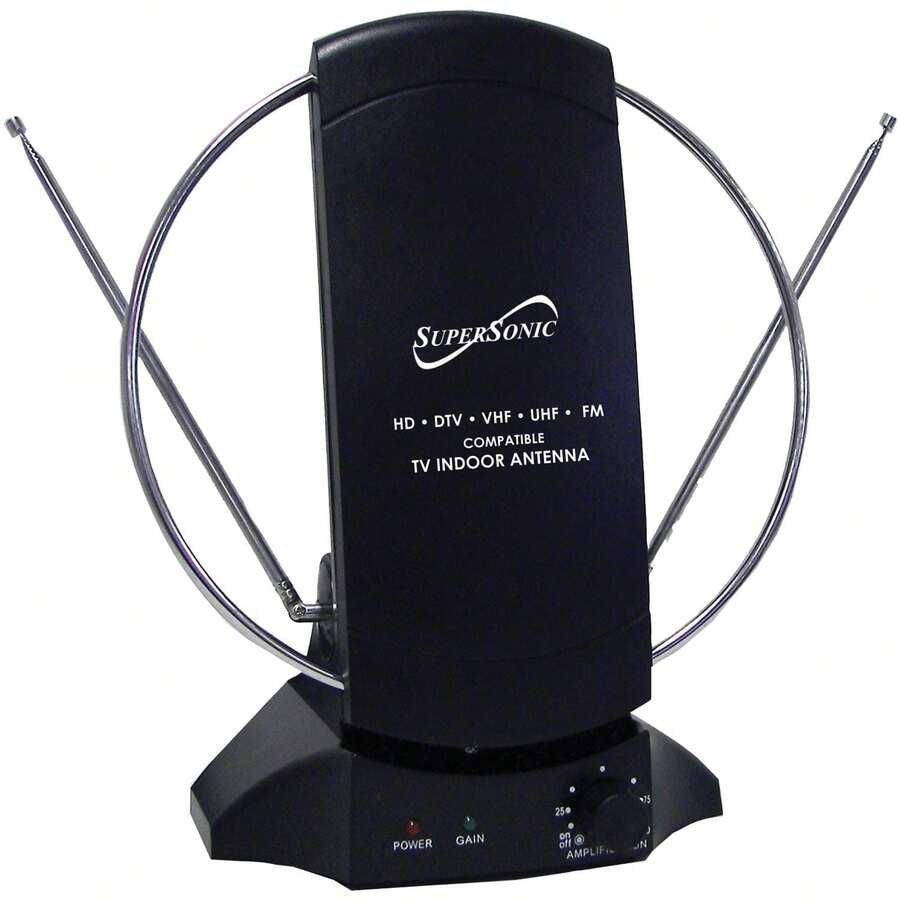 Jensen Supersonic SC-605 HDTV Digital Amplified  Indoor Antenna, Supports 1080p/1080i/720p Broadcast, Receives Free Local Digital  Analog TV Signals, Noise Reduction, FM Reception,  Range Up To 40 Miles - Color default - View 1