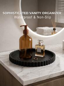 Silicone Bathroom Tray Round Vanity Tray Decorative Soap Holder Kitchen Countertop Organizer Coffee Table Decor For Candle, Perfume, Plant, Scratch-Resistant,For Bathroom Counter, Vanity, Kitchen Countertop, Display - Multicolor - View 8