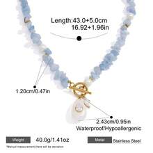 S SHOPBOHO 1pc Niche Colorful Natural Stone Handmade Beaded Collarbone Chain OT Clasp Zirconia Pendant Necklace - Natural Stone - View 9