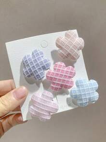 10pcs Multicolor Plaid Mixed Butterfly & Starfish Hair Clips, Cute Girls Hair Accessories Hairpins - Multicolor - View 4