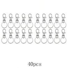20/40/60/100 piezas Anillos para llaveros con llaveros, clips para portallaves con anillos, para manualidades de joyería con cordón (10/20/30/50 piezas Ganchos de langosta de metal + 10/20/30/50 piezas Anillos partidos para llaves) - Plateado - Ver 9