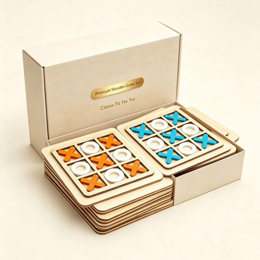 木製 3x3 XO 井字棋 四子連珠益智遊戲,適合親子互動,復活節禮物、生日禮物、派對小禮、幼兒園遊戲獎品、小禮物 - 彩色 - 查看 1