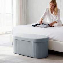 Folding Storage Bench, Velvet-Look Upholstered Bench For Living Room, 76 X 38 X 35 Cm, Dark Grey - Dark Grey - View 1