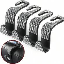2/4pcs Car Seat Back Hooks With Rhinestones, Shiny Crystal Texture, Interior Accessory For Women, Fits Front Seats, Storage And Decoration For Car Interior - Diamond-encrusted Chair Back Hooks - View 17