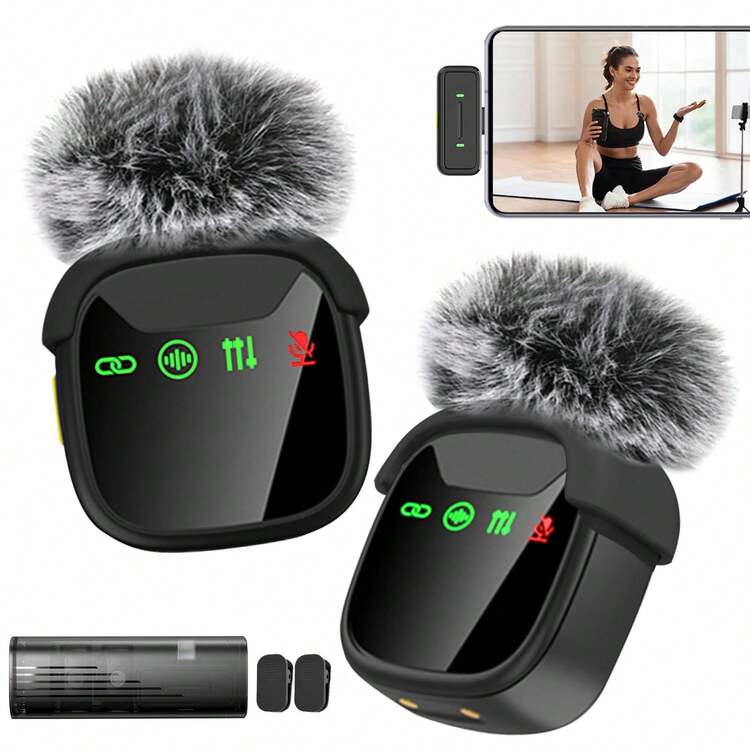 Micrófono de solapa inalámbrico profesional, micrófono de solapa inalámbrico compatible con iPhone y teléfonos Type-C, perfecto para grabación de video, enseñanza, entrevistas, vlogging, transmisión en vivo, receptor: 300mAh, micrófono: batería de litio recargable de 60mAh 3.7V - Añade 20