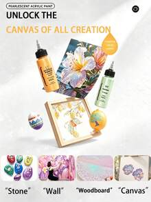 60ML大容量珍珠光澤壓克力顏料，閃亮擠壓式顏料，適用於DIY手工繪畫、牆面塗鴉、石頭彩繪、帆布鞋改色、陶瓷與木製手工藝上色，適合初學者藝術創作、街頭壁畫繪製的專業亮面壓克力顏料 - N-珠光色 - 查看 4