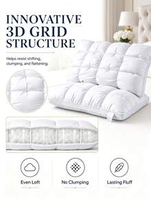 3D Plush Pillow, White, Fluffy Soft Thickened, Hotel Series Pillow, Breathable Cotton Pillowcase, Good Support, Soft And Comfortable, Suitable For Multiple Sleeping Positions, Ideal For Outdoor Travel - Thickened Bread Pillow - View 5