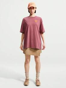 Nike Women's AS W NSW NK CLSC OS TEE FLWMKT Short Sleeve Knit Collarless T-Shirt TIV5498-654 - Red - View 6