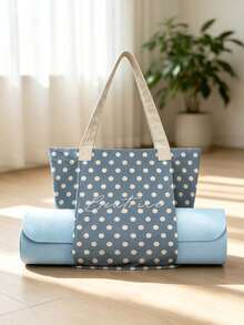 Customized Canvas Yoga Mat Tote Bag, Yoga Mat Storage Bag, Personalized Gym Backpack, Pilates Studio Bag - Baby Blue - View 2