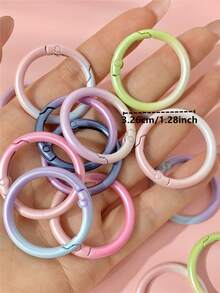 5/10 piezas Llaveros DIY hechos a mano de colores aleatorios, diseño de anillo redondo grande, pintados en degradado, adecuados para bolsos hechos a mano, llaveros de muñecas - Hebilla redonda grande con degradado de color - Ver 2