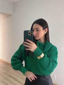 Women Knit Tops - Green Flag - View 2