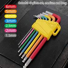 7/9pcs Set Medium/Long/Extra Long Ball End Colored Premium Hex Key Wrench Set, Portable Case, Durable Industrial CRV Construction, Suitable For Industrial/Home Repair, Installation And Other Work Environments. Hex Wrench Set, Screwdriver Tool Hex Ball End Combination. Hand Tools, Tools & Home Improvement. Convenient And Practical Wrench - Multicolor - View 13