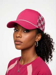 1pc Adult Versatile Two-Tone Plaid Trucker Hat, Casual Lightweight Breathable Versatile Women's Outdoor Hat, Suitable For Spring/Summer Daily Commute, Outdoor Outings, Hiking, Camping And Other Scenarios, Suitable As A Gift, Women's Hat, Beach Hat, Beach Accessory, Beach, Travel Essential, Sun Hat - Multicolor - View 7