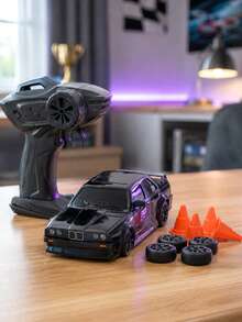 1:24 Remote Control Drift Car With LED Lights, RC Remote Control Car, Birthday, Halloween, Christmas Gift For Boys And Girls, Boys Toys, Girls Toys, Remote Control Car, Boys Supplies, Remote Control, RC Drift Car, Children's Year-End Gift, Children's Eid Gift - Black - View 4