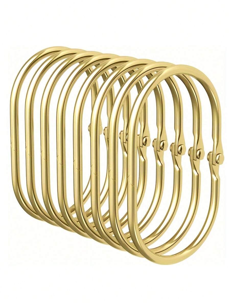 12pcs Shower Curtain Rings, Shower Curtain Hooks, Anti-Drop Oval Shower Rings For Curtain, Metal Shower Curtain Rings, Rust Proof Shower Hooks For Shower Curtain, Shower Rod Hooks, Oval Open Ring Clips, Oval Shower Curtain Rings, Curtain Hooks, Shower Curtain Hooks, Movable Rings, Roman Rings, Clip Rings - Multicolor - View 1
