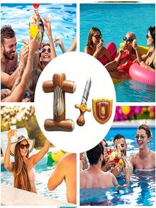Pool Battle Float Toy Inflatable Battle Shield, Lightweight Durable Compact Design, Suitable For Home, Dorm, Beach, Lake, Pool Party, Outdoor Use, Fun Summer Water Games - Multiple Styles - View 8