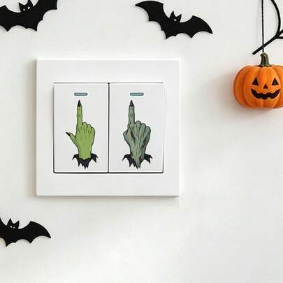 4/2/1 pieza Pegatinas de pared con interruptor de mano de esqueleto zombi que brilla en la oscuridad, estilo gótico grosero, Halloween, PVC luminoso, decoración grunge para dormitorio y dormitorio