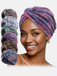 1件女款腰果花印花頭巾帽 turban 風格頭巾，適合日常配戴 - 多色 - 查看 1