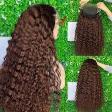 34 Inch 250% Density 13x4 Chocolate Brown Deep Wave  Human Hair Wig 13x4 Loose Deep Wave Lace Front Wigs Human Hair 4# Colored Pre Plucked Wet And Wavy Lace Front Wig Human Hair For Women With Baby Hair Natural Black Color - S4 - View 5