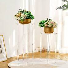 Wedding Flower Stand Acrylic Veneer Acrylic Vase Pillar Geometric Centerpiece Decor Rack T-Shaped Tabletop Event Reception Floral Display Stand Party Decoration Home Use - Clear - View 3
