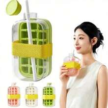 2合1製冰器與水瓶：便攜式矽膠製冰模具與大容量冷飲水瓶，夏季泳池派對、居家使用與旅行必備，防漏設計 - 彩色 - 查看 8