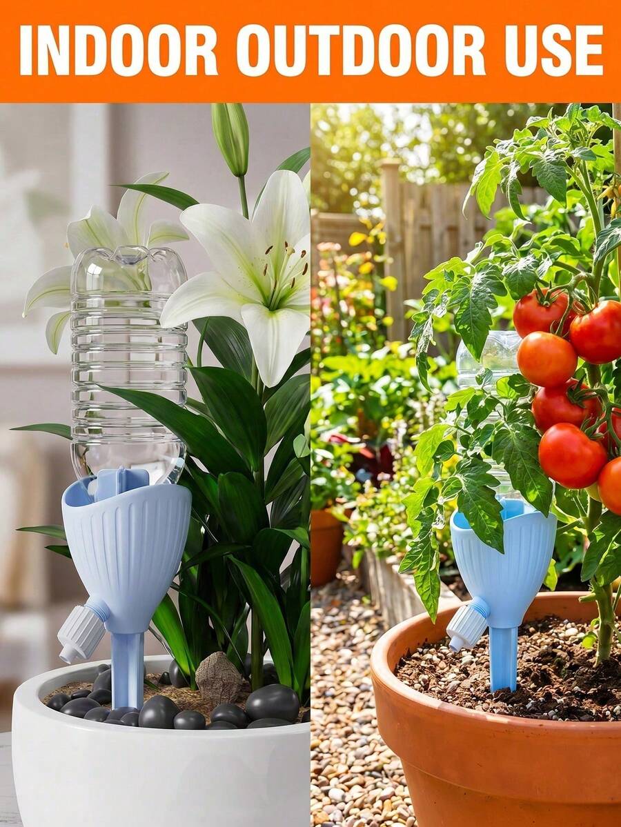 Automatic Watering Plant Spikes With Adjustable Drip Valve, Potted Plant Automatic Watering Device, Essential For Business Trips, Vacations And Travel, Gardening Flower Pot Supplies
