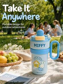 Official Authorized Miffy Cute Style Stainless Steel Insulated Mug With Handle, New Portable Iced Drink Cup, Leak-Proof Thermal Water Cup, Unisex, Outdoor & Daily Use, Cartoon Rabbit Print, 2026 Hot-Selling Ins Limited Edition Practical Style - Multicolor - View 4
