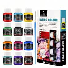 12 Colors Fabric & Glass Paint Set (25ml/Bottle) - Acrylic Craft Paint, Suitable For DIY Clothing, Tumblers, Canvas Art - Sets - View 14