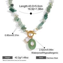 S SHOPBOHO 1pc Niche Colorful Natural Stone Handmade Beaded Collarbone Chain OT Clasp Zirconia Pendant Necklace - Natural Stone - View 13