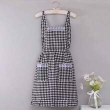 Cute Lace Trim Plaid Apron #Dual-Tone Plaid Apron #Cute Style Apron #Kitchen Apron #Women's Apron #Hand-Wiping Apron #Adjustable Apron #Apron With Large 3D Pockets - One Size Fits All - View 12
