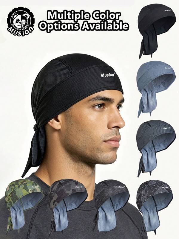 Musion 1/7PCS Printed Tie Back Durag, Motorcycle Skull Cap,Breathable Mesh Motorcycle Helmet Liner Cap, Sweat Wicking Wind Resistant Do Rag Head Wrap For Motorbike Riding, Cycling & Motorsports