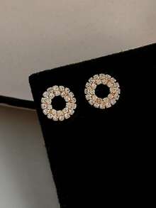 1pc Fashion Creative Personalized Circle Cool Daily Commute Earrings - Silver - View 5